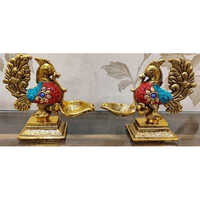 Golden-multicolour Metallic Peacock Diya