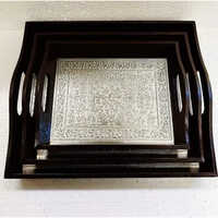 Brown-silver German Silver Embossing Tray