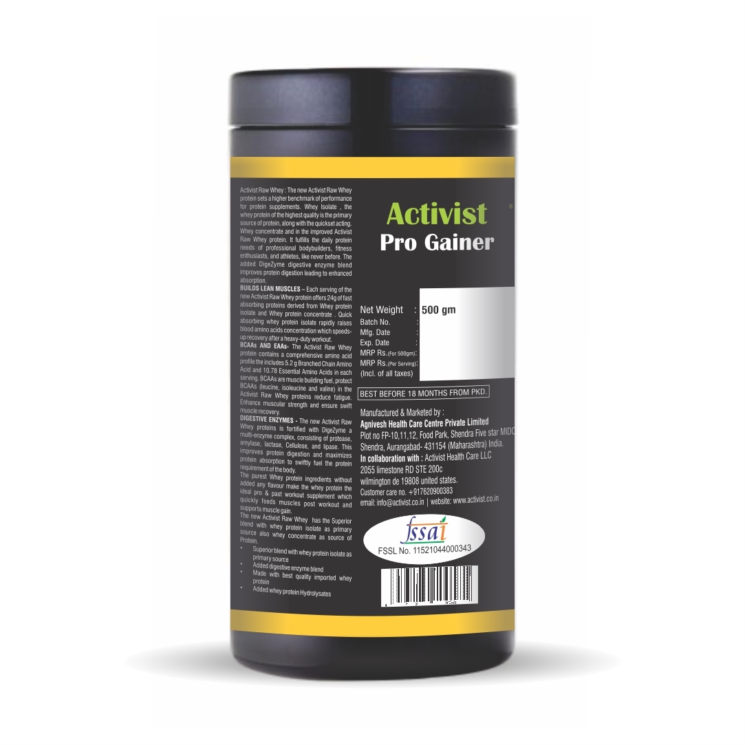 Activist Pro Gainer Protein Powder Mango Flavour 500g