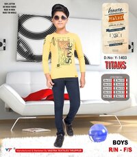 Kids Full Sleeves T Shirts - 100% Cotton, Yellow Color | Gender: Boy, Warranty Included