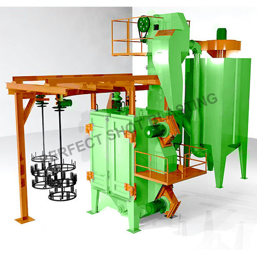 Y Hanger Type Shot Blasting Machine - Color: Green-Yellow