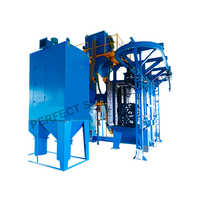 Continuous Hanger Shot Blasting Machine - Industrial Electric Cleaning Solution, Blue-yellow Coated Surface, Automatic Operation, Durable Performance, Includes Warranty