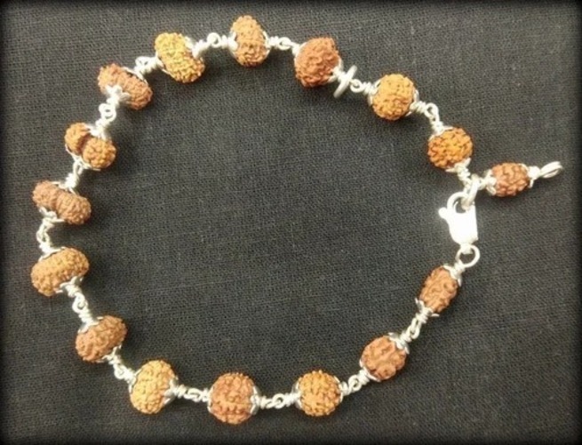 1-14 Mukhi Indonesian Rudraksha Bracelet Silver Capping