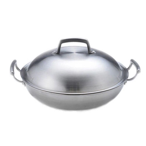 3 Layers Stainless Steel Wok With Cast Hollow Handle