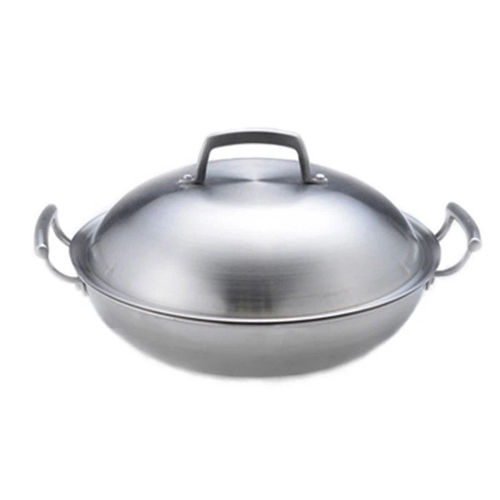 Multi Ply Stainless Steel With Two Ears Wok With Lid