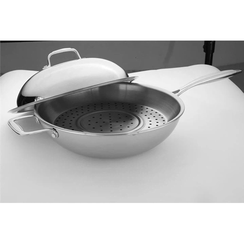 Stainless Steel Tri Ply Wok With Steamer