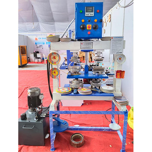 White & Blue Hydraulic Semi Automatic Double Die Plate Machine