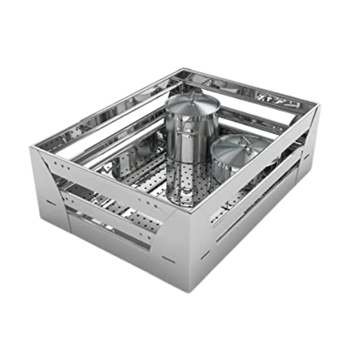 Plain Kitchen Basket - Stainless Steel, Different Sizes, Silver Color | Stackable Design, Removable Bottom for Easy Cleaning, Easy-Transport Handle