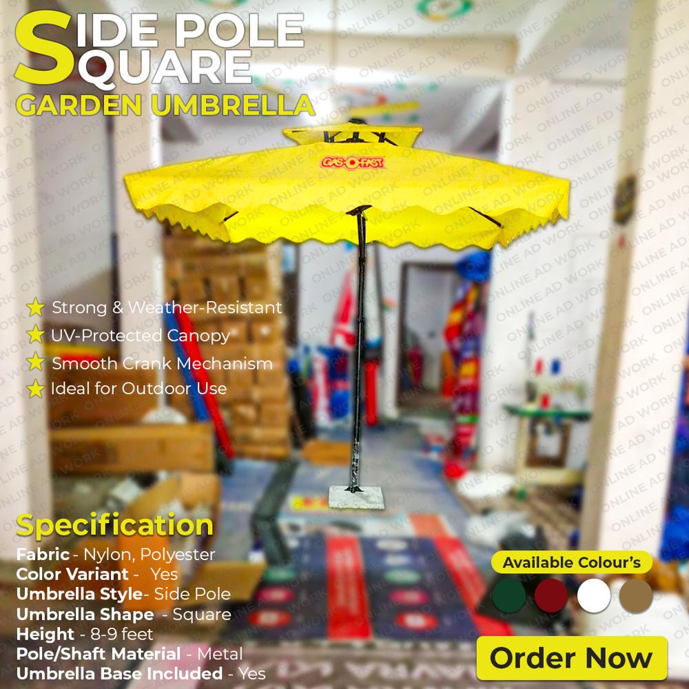 Side Pole Squre Garden Umbrella - Color: Red