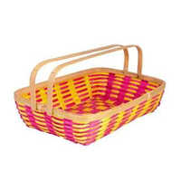Rectangular Bamboo Fruit Basket With Handle