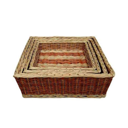 Brown Wicker Laundry Tray Set