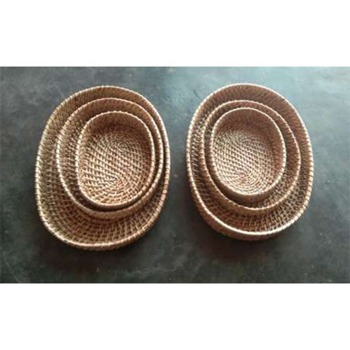 Cane Oval Tray Set