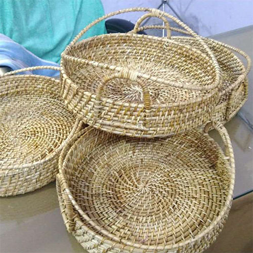 Jute Cane Round Tray New Design