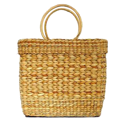 Water Reed Handbag With Cane Handle
