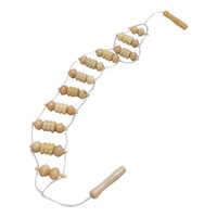 Beige Wooden Wheel Body Back Waist Care Roller Massager