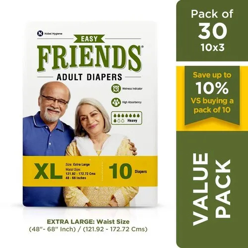 Friends Easy Adult Diapers Extra Large Size Waist 48-68 Inch