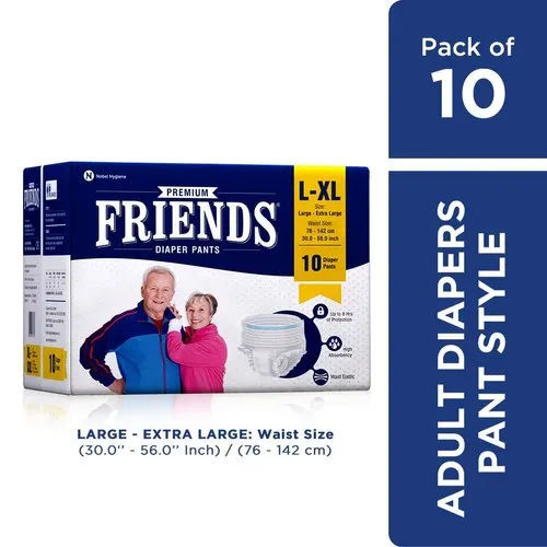 Friends Premium Adult Diaper Pants Large Waist 30-56 inch 10s PACK