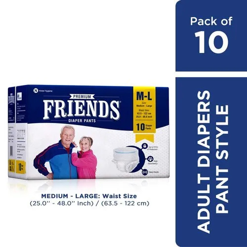 Friends Premium Adult Diaper Pants Medium Waist 25-48 inch 10s PACK