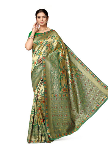 Banarasi Saree - Luxurious Silk Fabric, Elaborate Woven Patterns, Vibrant Rich Colors, Traditional Ethnic Wear