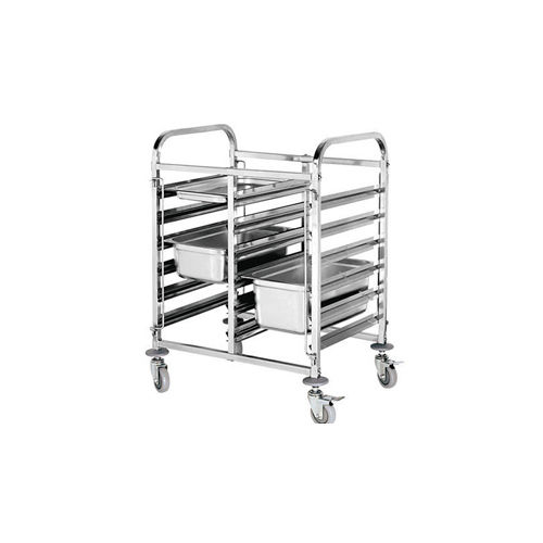 Silver Stainless Steel Utility Trolley With Basket