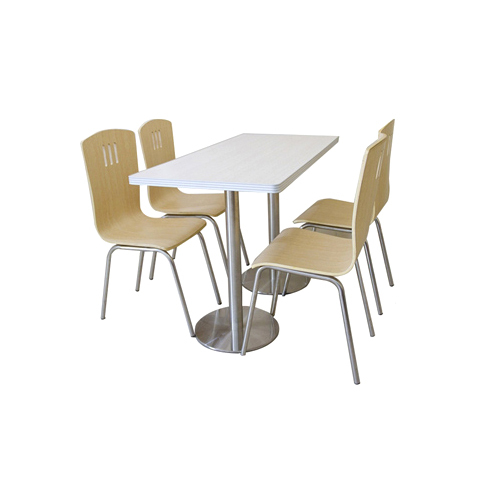 Silver-Brown Stainless Steel Hotel Dining Table With Chairs