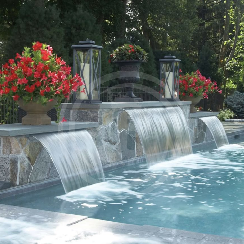 Spillway Fountain - FRP Structure, 6 Feet Height x 5 Feet Width, Waterproof Electrical Wiring, 2HP Kirloskar Submersible Pump, 3 RGB LED Wall Washer Lights, Controller Included