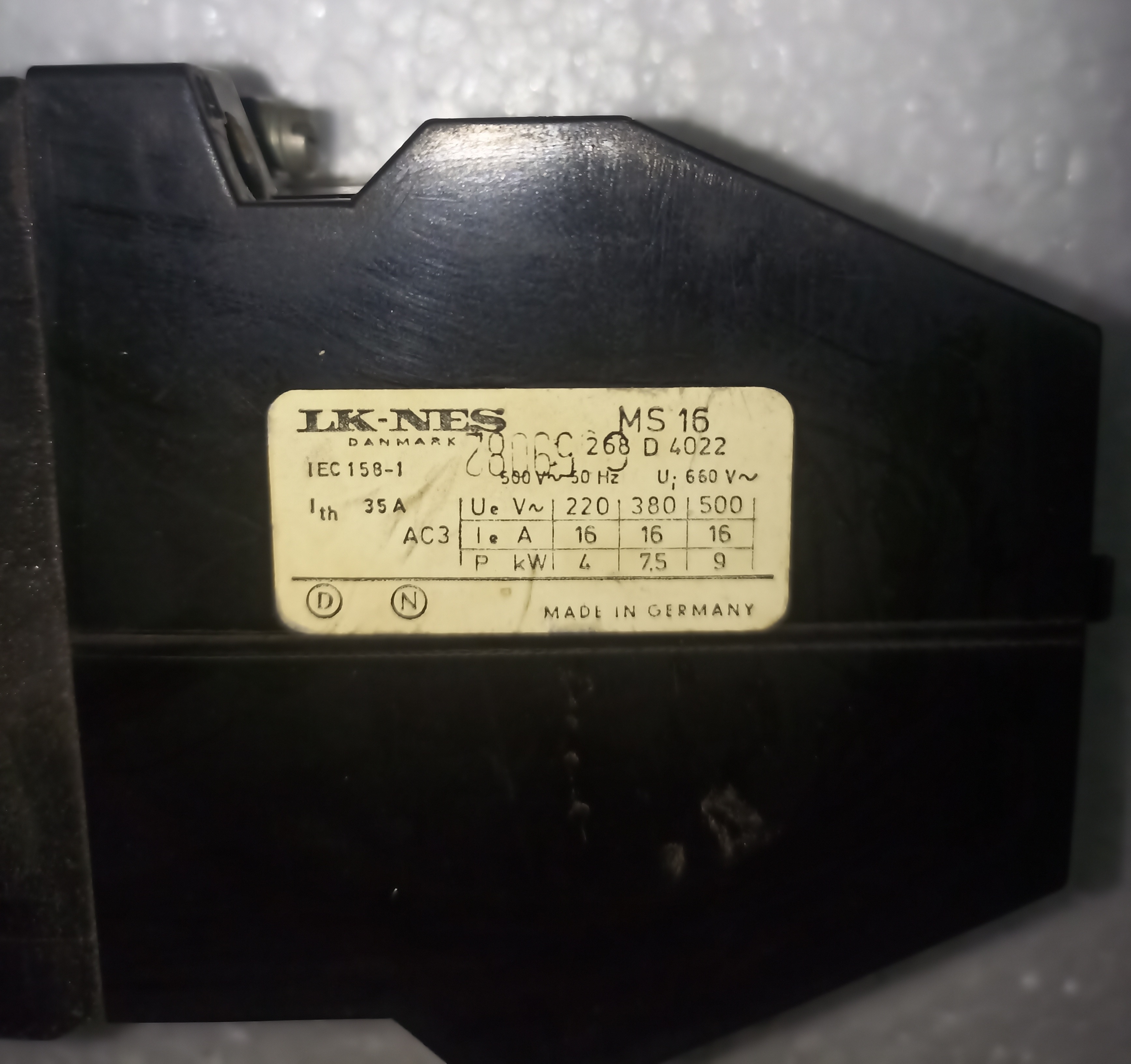 LK NES MS-16 DOUBLE POLE CONTACTOR