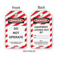 Gs-s-tag 01 Standard Lockout Tags - Pvc, 145 X 80 Mm, Red & White | Water, Oil Resistant, Tear Proof, 1 Year Warranty