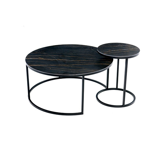 Black Colored Attractive Look Coffee Table Nesting Set of 2
