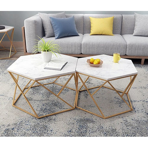 Geometrical Frame Marble Round Center Table