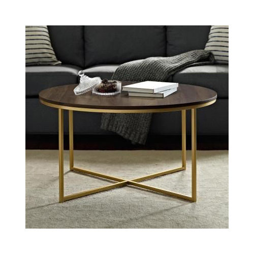 Eco-Friendly Golden Polish Frame Marble Round Center Table