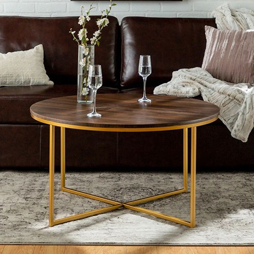 Metal Frame Marble Round Center Table