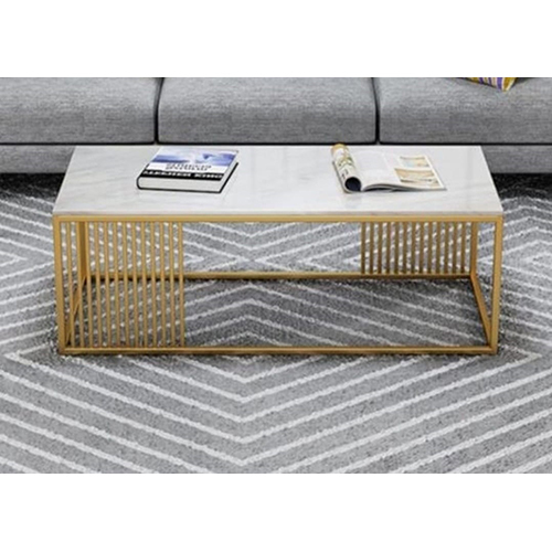 Rectangular Glossy Finish Marble Top Center Tables