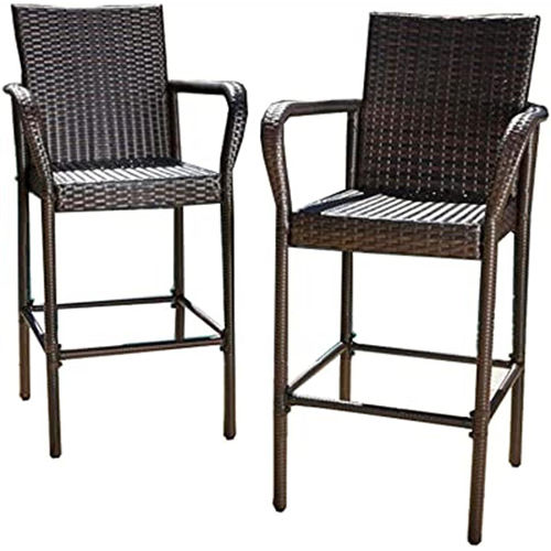 Set Of 2 Rattan Wicker Outdoor High Bar Chair