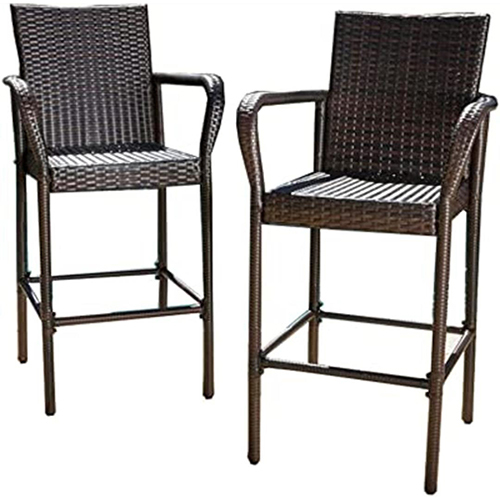 Set of 2 Rattan Wicker Outdoor High Bar Chair