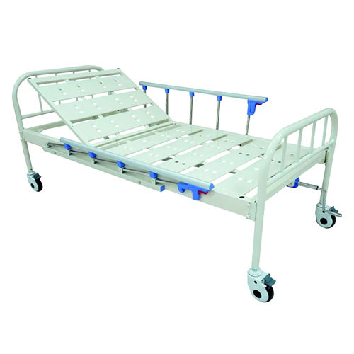 Backrest-semi-fowler Cot Hospital Bed With Aluminium Railings And Wheels