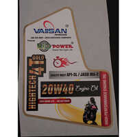 Engine Oil Label - Pvc Material, Rectangle Shape, Multicolor Design | Hot Melt Adhesive, Self-adhesive, High Durability, Custom Printing Options