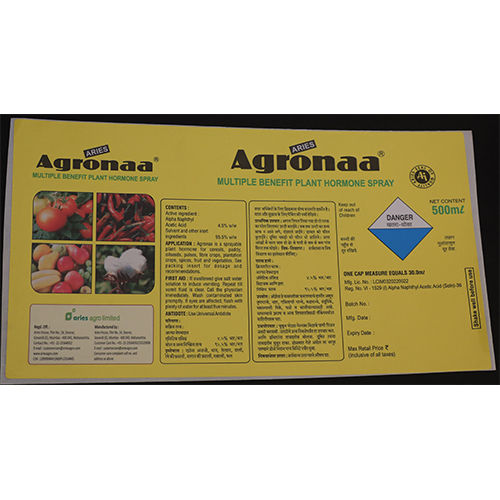 Plant harmone spray label