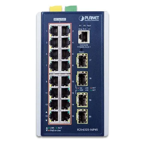 Blue 16 Port Managed Poe Switch