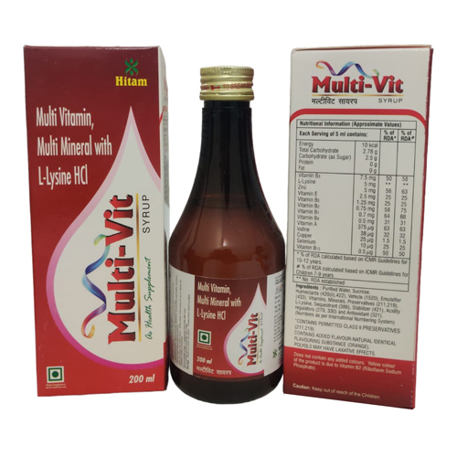 200Ml Multi Vitamin Mlti Mineral With L-Lysine Hci Ayurvedic Syrup Age Group: For Adults
