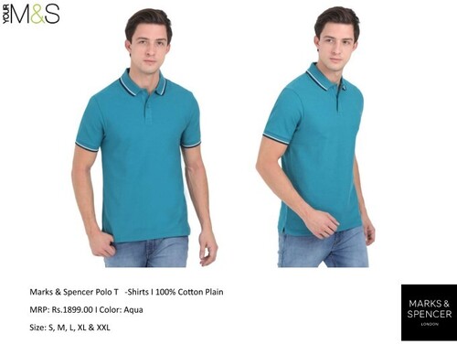 MARK AND SPENCERS AQUA COTTON  T SHIIRT