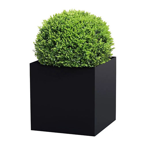 Smooth Fiber Square Black Planter