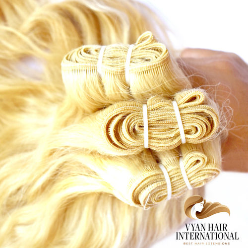 Unprocessed Natural Blonde Indian Human Hair Extension Raw Remy Cuticle Alligned