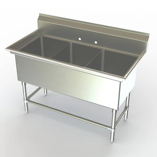 Stainless Steel 304 Grade Commercial Three-Compartment Kitchen Sink
