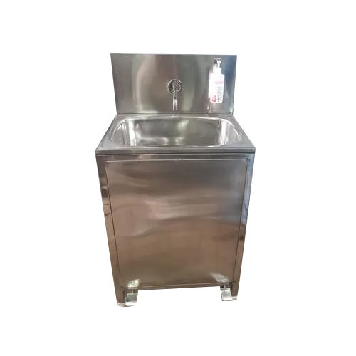 Silver Foot Operated Hand Wash Sink And Sanitizer Dispenser