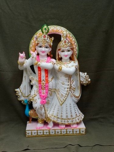 Marble Radha Krishna Idols - Handmade Marble Statues with Eco-Friendly, Water Resistant, Easy to Clean Finishing | Perfect for Religious Themes and Rust Proof Design