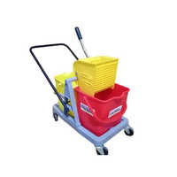 Yellow Double Bucket Wringer Trolley (With Plastic Frame)