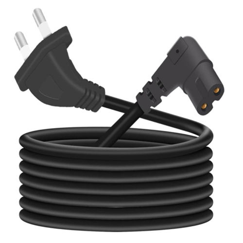 Black 2 Pin Phillips Power Cord L Shape