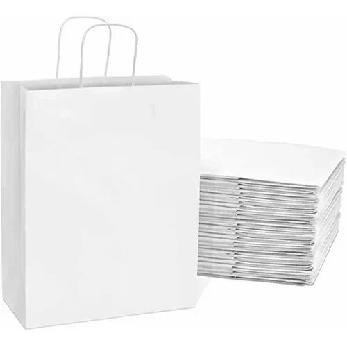 White Square Bottom Paper Shopping Bag