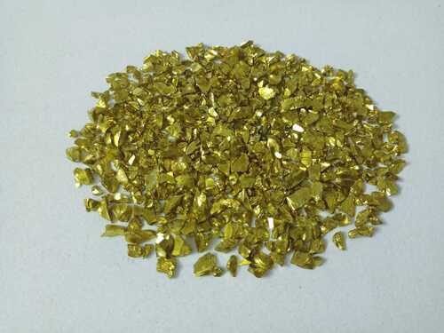 High quality gold Glass chips color coating chips / lemon yellow gold color glass chips best for terrazzo and art craft jewelry used